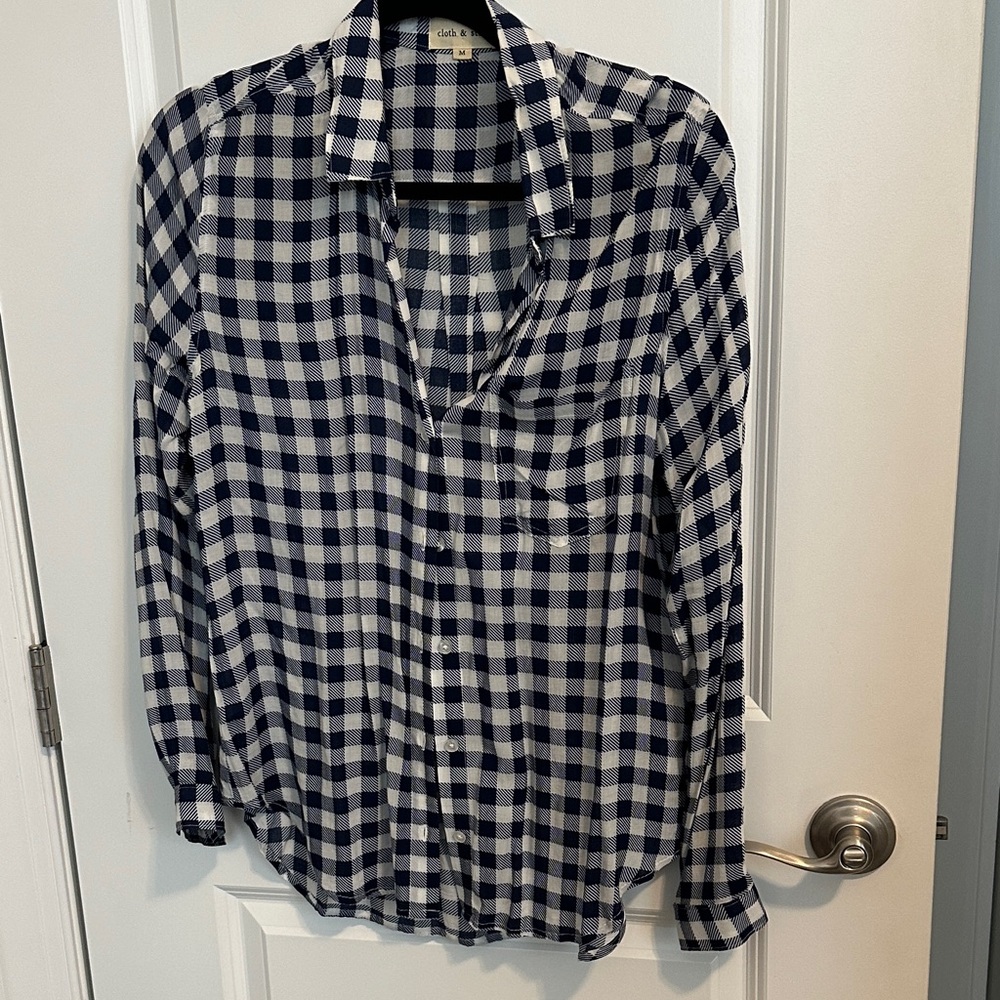 cloth & stone Navy and White Gingham Button-Down Shirt